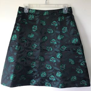 J. Crew A-line short skirt, satin, poppy print